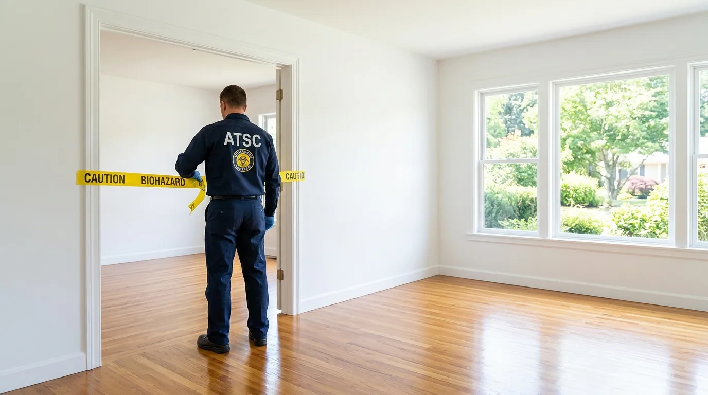 Certified biohazard cleanup crew performing Decomposition Cleanup in Columbus